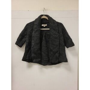 LOFT‎ Womens Gray Knit Cardigan Sweater Open Front Short Sleeve Size Small S